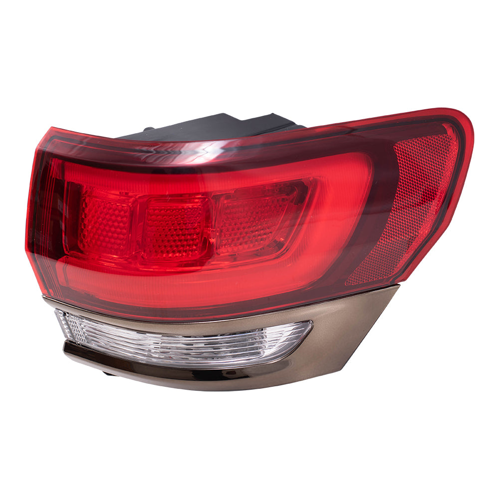 Brock Replacement Passenger Side Tail Light Assembly with Silver Bezel without Platinum Insert Body Mounted Compatible with 14-20 Grand Cherokee