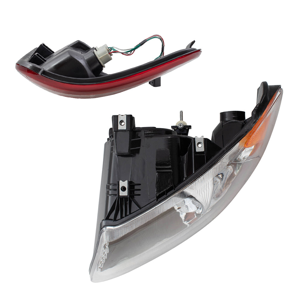 Brock Replacement Set Headlights and Tail Lights Compatible with 2004-2007 Caravan Town & Country with 113" Wheel Base