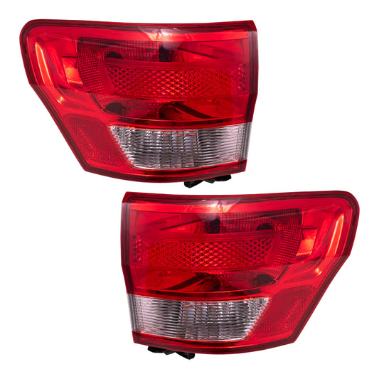 Brock Replacement Set Driver and Passenger Quarter Panel Mounted Tail Lights Compatible with 2011-2013 Grand Cherokee 55079421AG 55079420AG