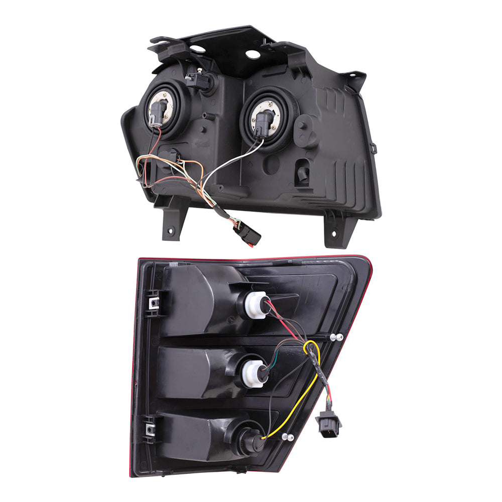 Brock Replacement Driver and Passenger Side Halogen Combination Headlight Assemblies and Tail Light Assemblies 4 Piece Set Compatible with 2005-2006 Grand Cherokee