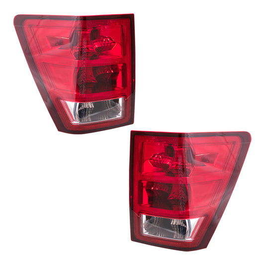 Brock Replacement Set Driver and Passenger Tail Lights with Bulb Sockets and Wiring Compatible with 2005-2006 Grand Cherokee 55156615AF 55156614AF
