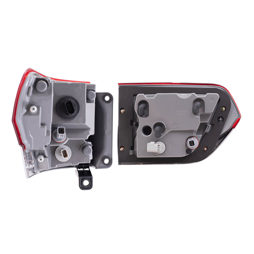 Brock Aftermarket Replacement Driver Left Passenger Right Tail Lights with Chrome Bezel without Platinum Insert Quarter Panel and Liftgate Mounted Set Compatible with 2014-2021 Grand Cherokee Laredo