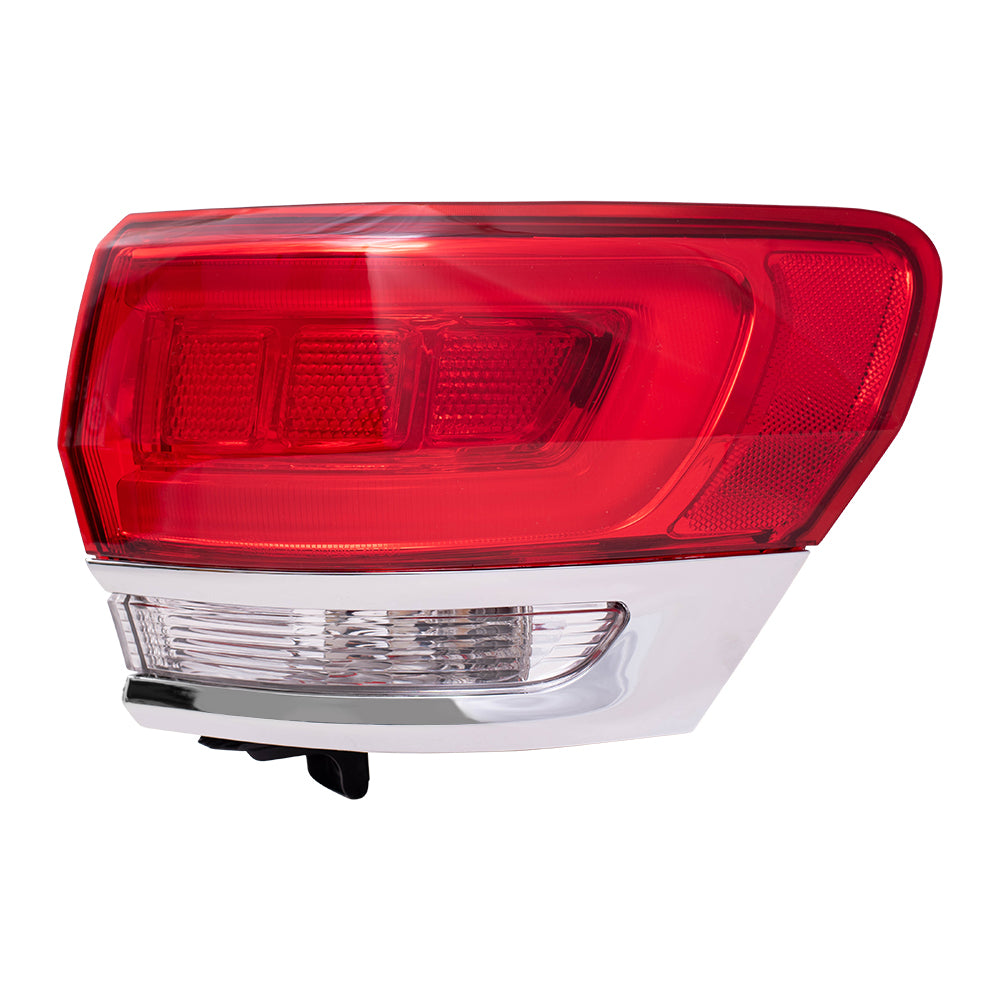 Brock Replacement Driver and Passenger Side Tail Light Assemblies with Chrome Bezel Compatible with 2014-2021 Grand Cherokee Laredo/Limited/Overland/Summit