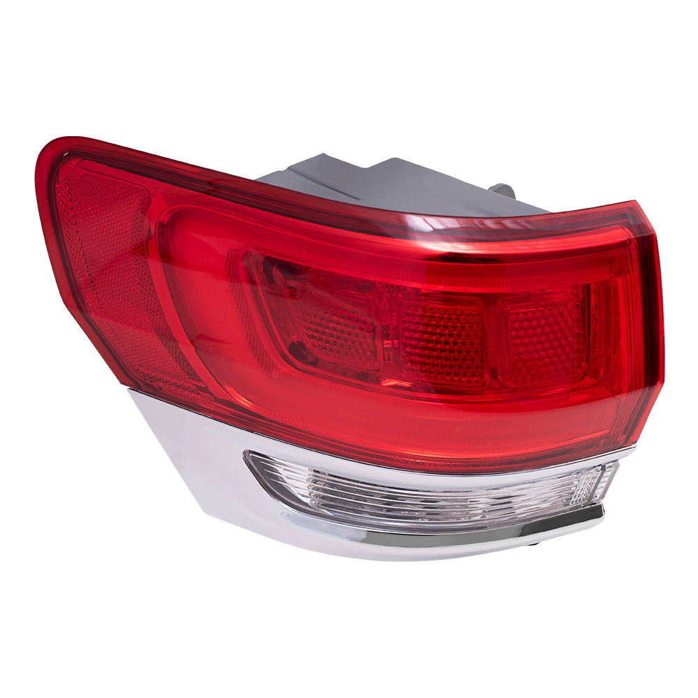 Brock Replacement Driver Side Tail Light Assembly with Chrome Bezel Compatible with 2014-2021 Grand Cherokee Laredo/Limited/Overland/Summit