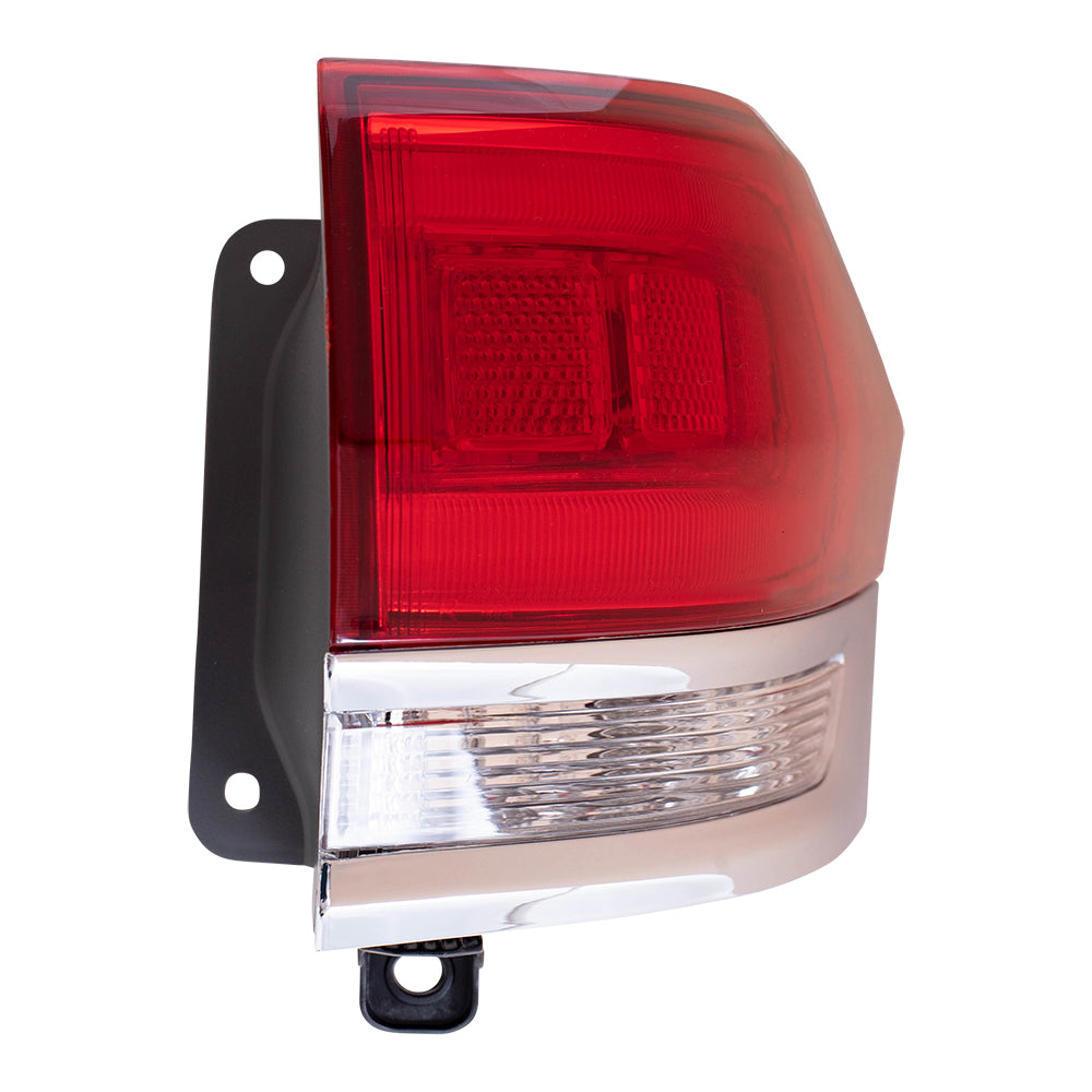 Brock Replacement Passenger Side Tail Light Assembly with Chrome Bezel Compatible with 2014-2021 Grand Cherokee Laredo/Limited/Overland/Summit