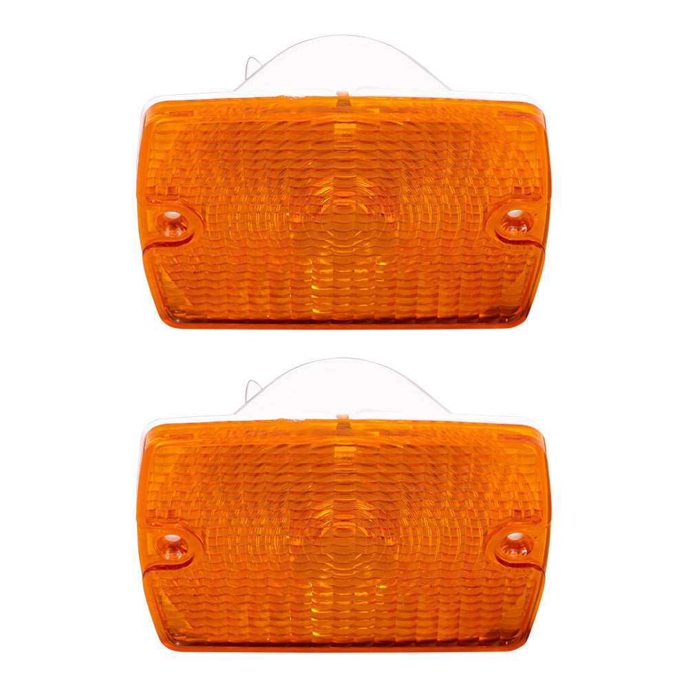 Brock Replacement Set Driver and Passenger Park Signal Front Marker Lights Compatible with 1987-1993 Wrangler 56001378