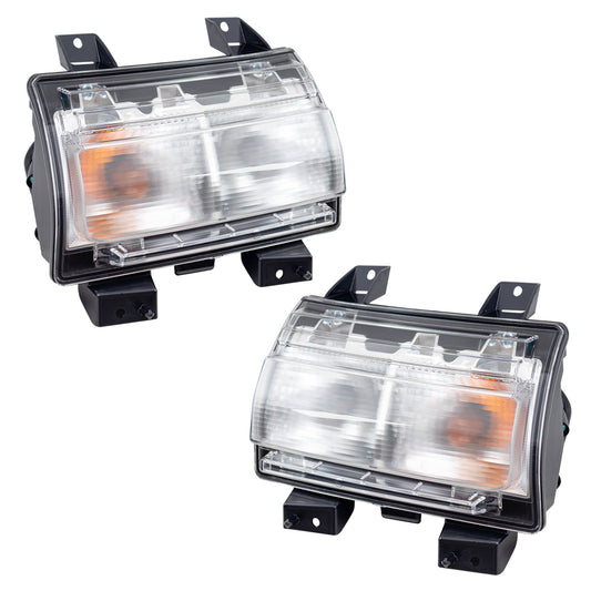 Brock Replacement Set Driver and Passenger Bulb Type Park Signal Lights Compatible with 2018-2019 Wrangler JL 2018-2019 Unlimited