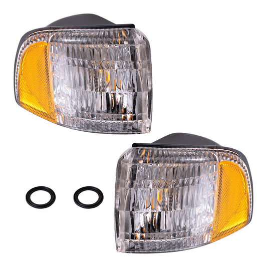 Brock Replacement Set Driver and Passenger Park Signal Corner Marker Lights Compatible with 1994-2002 Pickup Truck 55054773AD 55054772AD