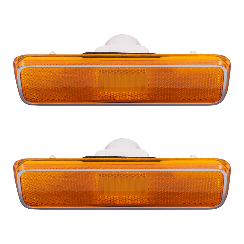 Brock Replacement Set Driver and Passenger Amber Front Signal Side Marker Lights Compatible with 1981-1983 Pickup Truck 3587436