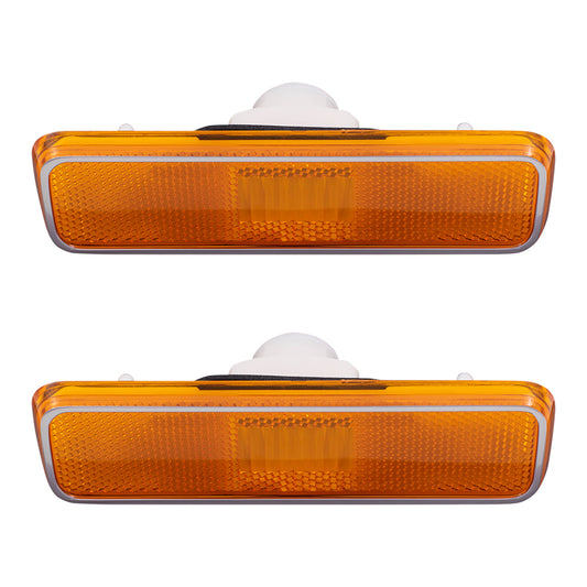 Brock Replacement Set Driver and Passenger Amber Front Signal Side Marker Lights Compatible with 1981-1983 Pickup Truck 3587436