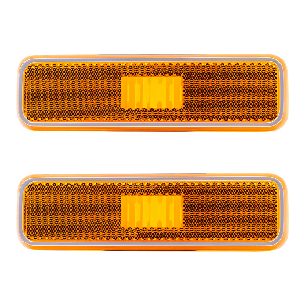 Brock Replacement Set Driver and Passenger Amber Front Signal Side Marker Lights Compatible with 1981-1983 Pickup Truck 3587436