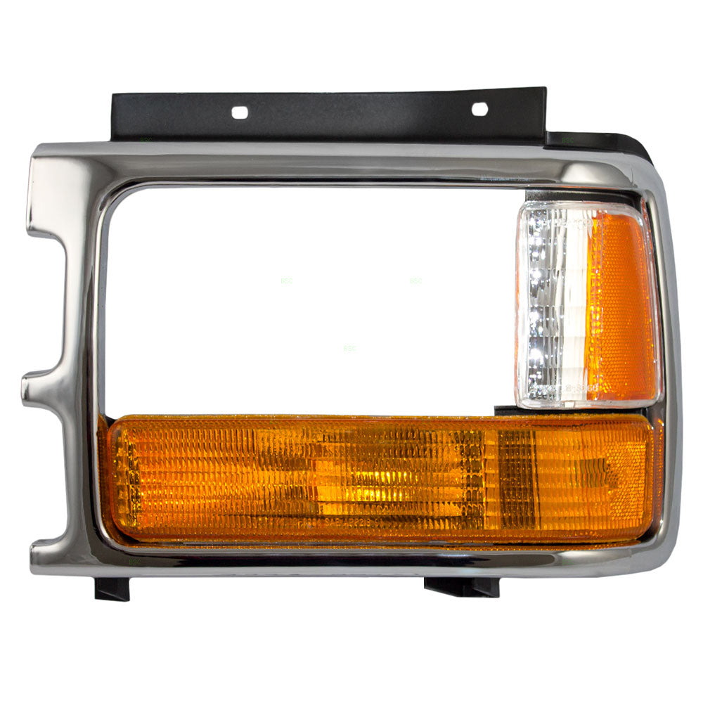 Brock Replacement Driver Park Signal Side Marker Light Chrome Bezel Compatible with 1991-1996 Dakota with Aero Package 56003351
