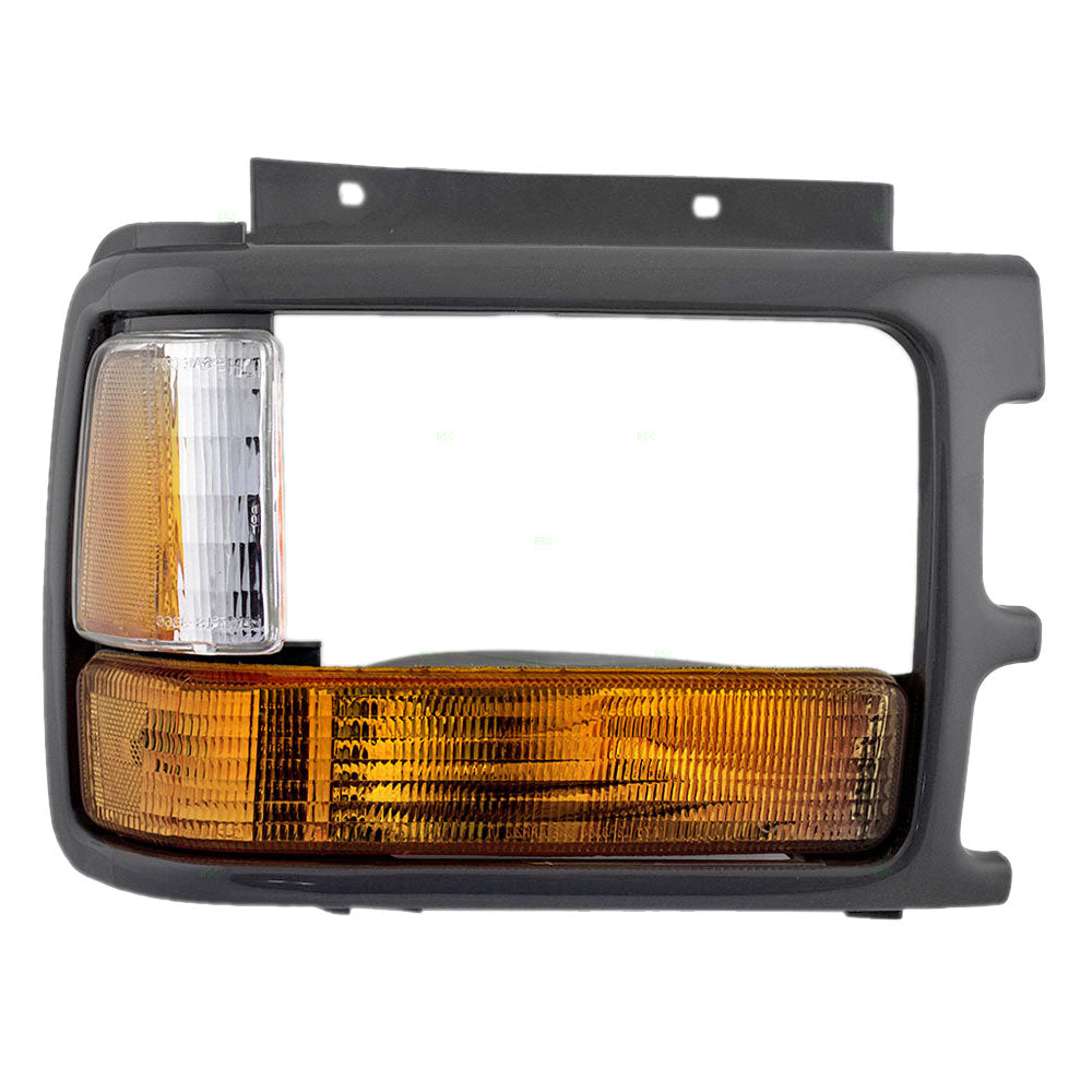 Brock Replacement Passenger Park Signal Side Marker Light with Headlamp Bezel Compatible with 1991-1996 Dakota with Aero Package 83506612