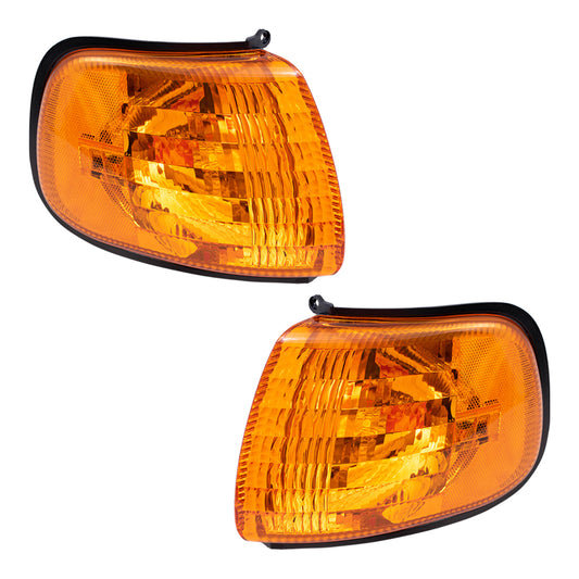 Brock Replacement Set Driver and Passenger Park Signal Corner Marker Lights Compatible with 1998-2003 B Series Van 55076527AC 55076526AC
