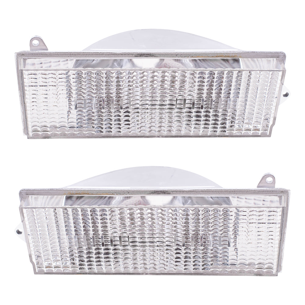 Brock Replacement Set Driver and Passenger Park Signal Front Marker Lights Compatible with 84-96 Cherokee Comanche Wagoneer 56000099 56000098