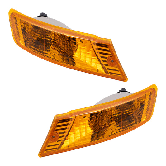 Brock Replacement Set Driver and Passenger Park Signal Front Marker Lights Compatible with 2005-2007 Liberty 55156767AE 55156766AE