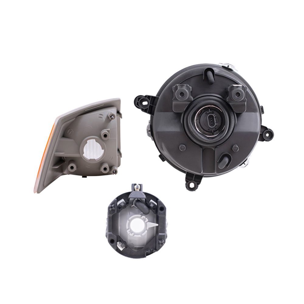 Brock Replacement Halogen Headlight Assemblies without Leveling, Park Signal Marker Lights and Fog Lights 6 Piece Set Compatible with 2010 Compass