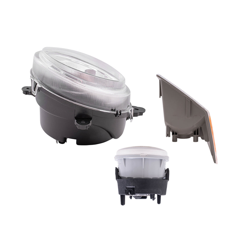 Brock Replacement Halogen Headlight Assemblies without Leveling, Park Signal Marker Lights and Fog Lights 6 Piece Set Compatible with 2010 Compass