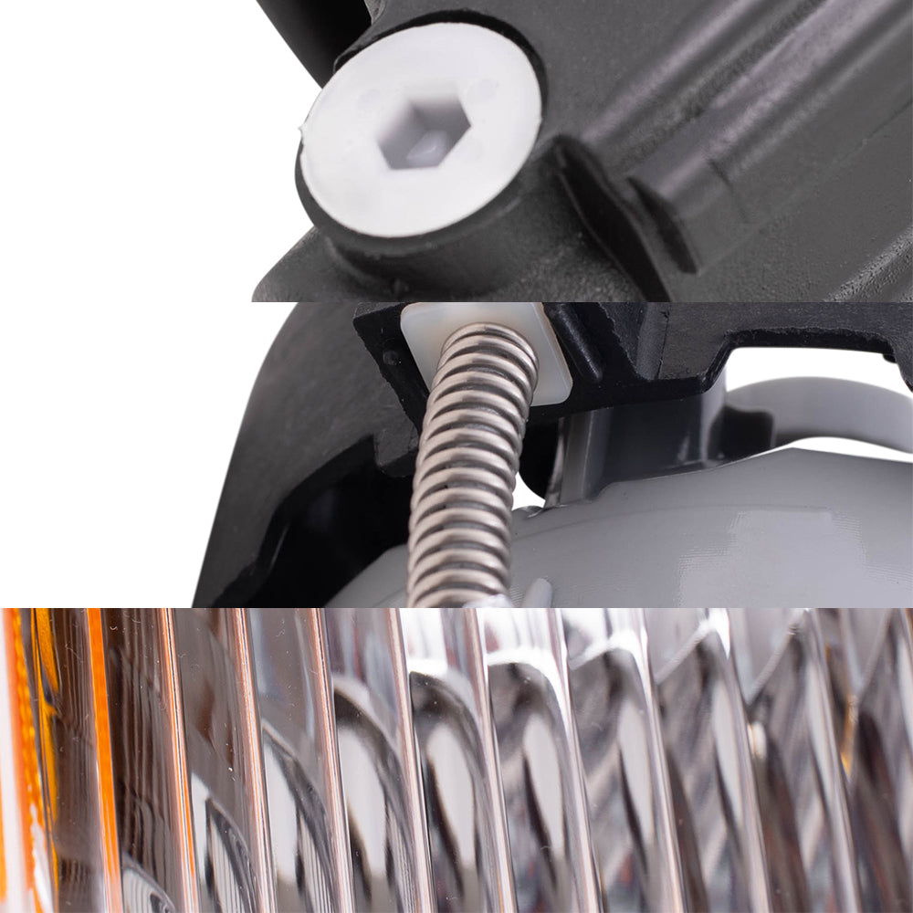 Brock Replacement Halogen Headlight Assemblies without Leveling, Park Signal Marker Lights and Fog Lights 6 Piece Set Compatible with 2010 Compass