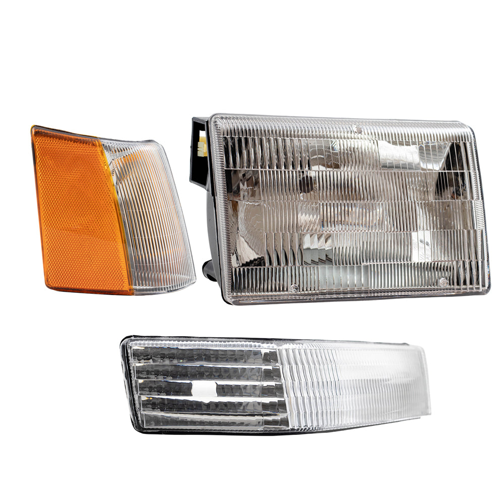 Brock Replacement 6 Pc Set Headlights, Park Signal and Side Marker Lights Compatible with 1997-1998 Grand Cherokee