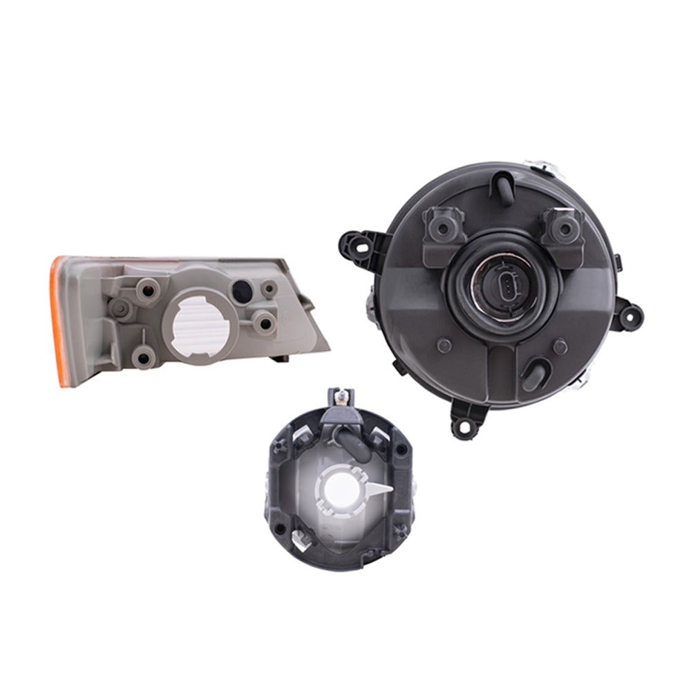 Brock Replacement Halogen Headlight Assemblies without Leveling, Park Signal Marker Lights and Fog Lights 6 Piece Set Compatible with 2010 Patriot