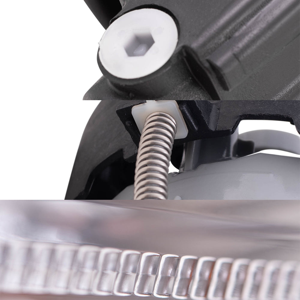 Brock Replacement Halogen Headlight Assemblies without Leveling, Park Signal Marker Lights and Fog Lights 6 Piece Set Compatible with 2010 Patriot