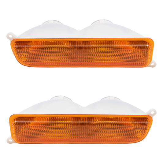 Brock Replacement Set Driver and Passenger Park Signal Front Mounted Lights Compatible with 1997-2001 Cherokee 55055143 55055142
