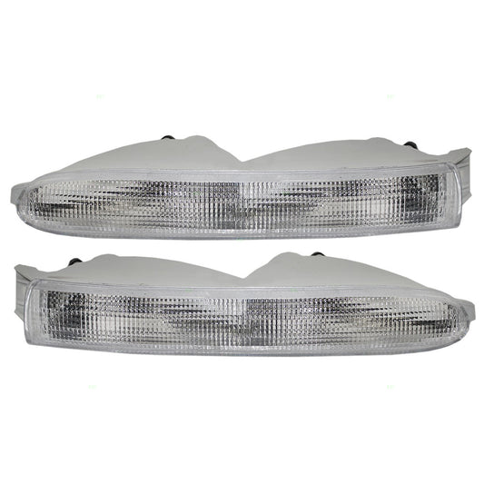 Brock Replacement Driver and Passenger Park Signal Front Marker Lights Compatible with 1996-2000 Town & Country Van 5003367AA 5003366AA