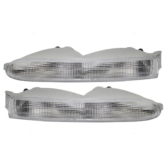 Brock Replacement Driver and Passenger Park Signal Front Marker Lights Compatible with 1996-2000 Town & Country Van 5003367AA 5003366AA