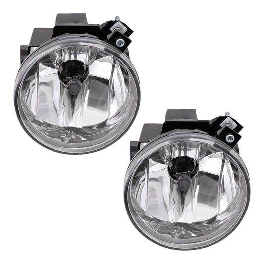 Brock Replacement Pair Set Round Fog Lights with Clear Lens Compatible with 2001-2003 Durango 2001-2004 Dakota 55077320AB