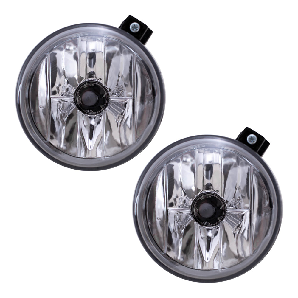 Brock Replacement Pair Set Round Fog Lights with Clear Lens Compatible with 2001-2003 Durango 2001-2004 Dakota 55077320AB