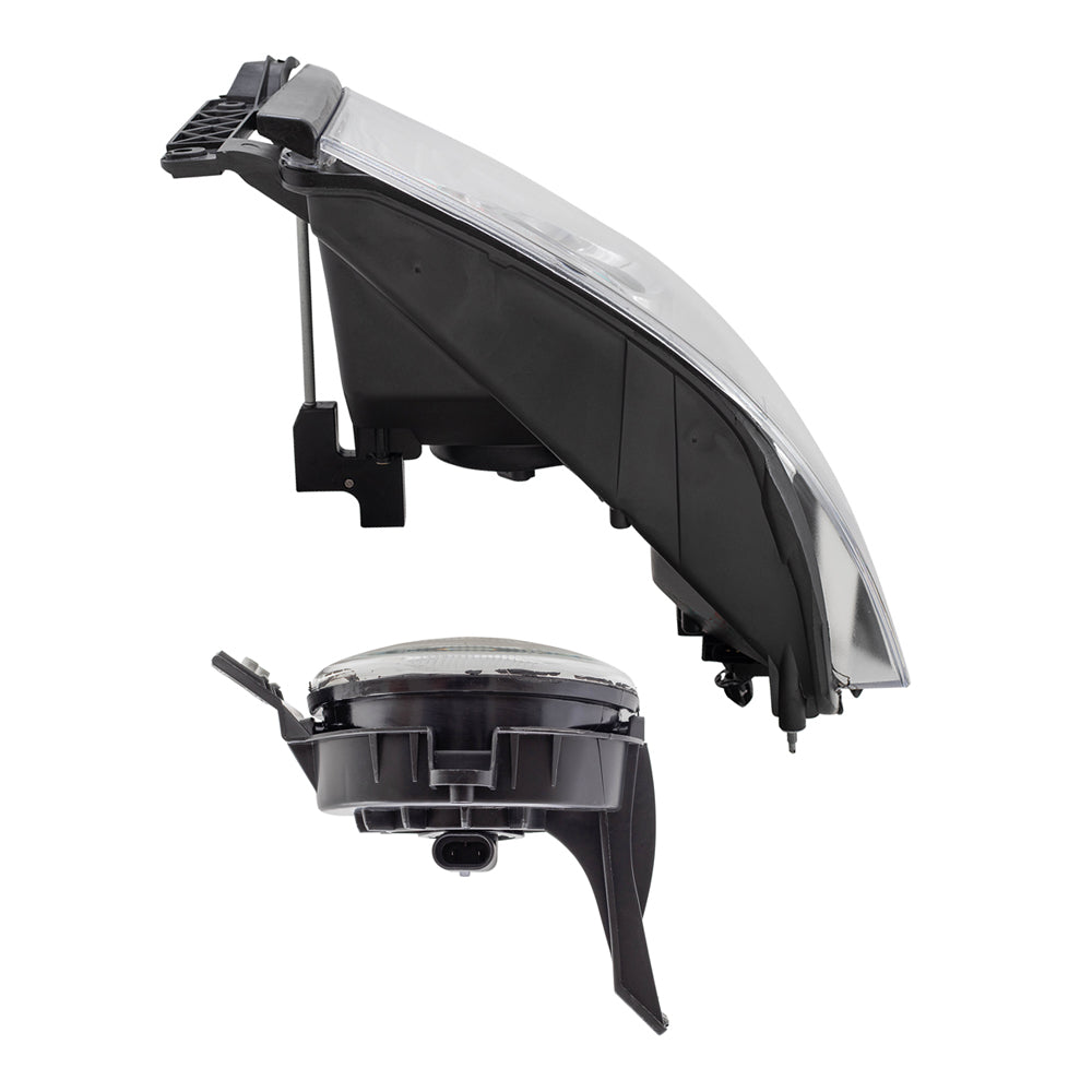 Brock Replacement Driver and Passenger Side Halogen Combination Headlight Assemblies and Fog Light Assemblies 4 Piece Set Compatible with 2007-2008 Ram 1500 and 07-09 Ram 2500/3500