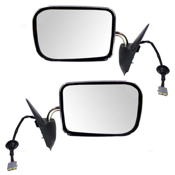 Replacement Set Driver and Passenger Power Side View Mirrors with Chrome Covers Compatible with 1994-1997 Ram Pickup Truck 55076613 55076612