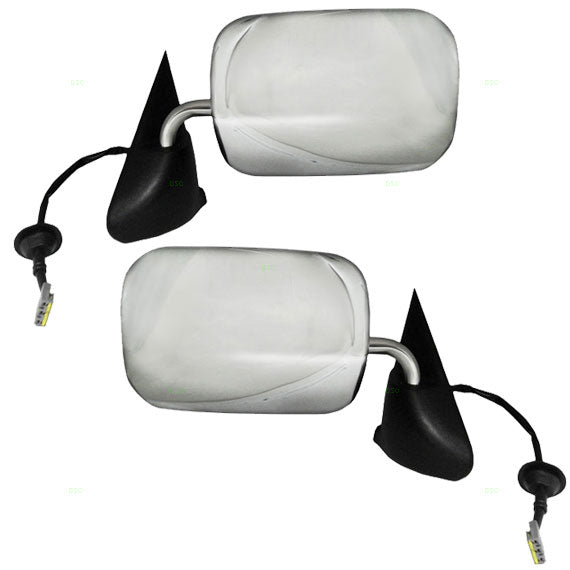 Replacement Set Driver and Passenger Power Side View Mirrors with Chrome Covers Compatible with 1994-1997 Ram Pickup Truck 55076613 55076612