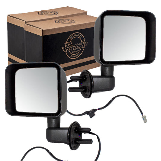 Replacement Set Driver and Passenger Power Side View Mirrors Heated Textured Black Compatible with 2011-2013 Wrangler 5182175AA 5182174AA