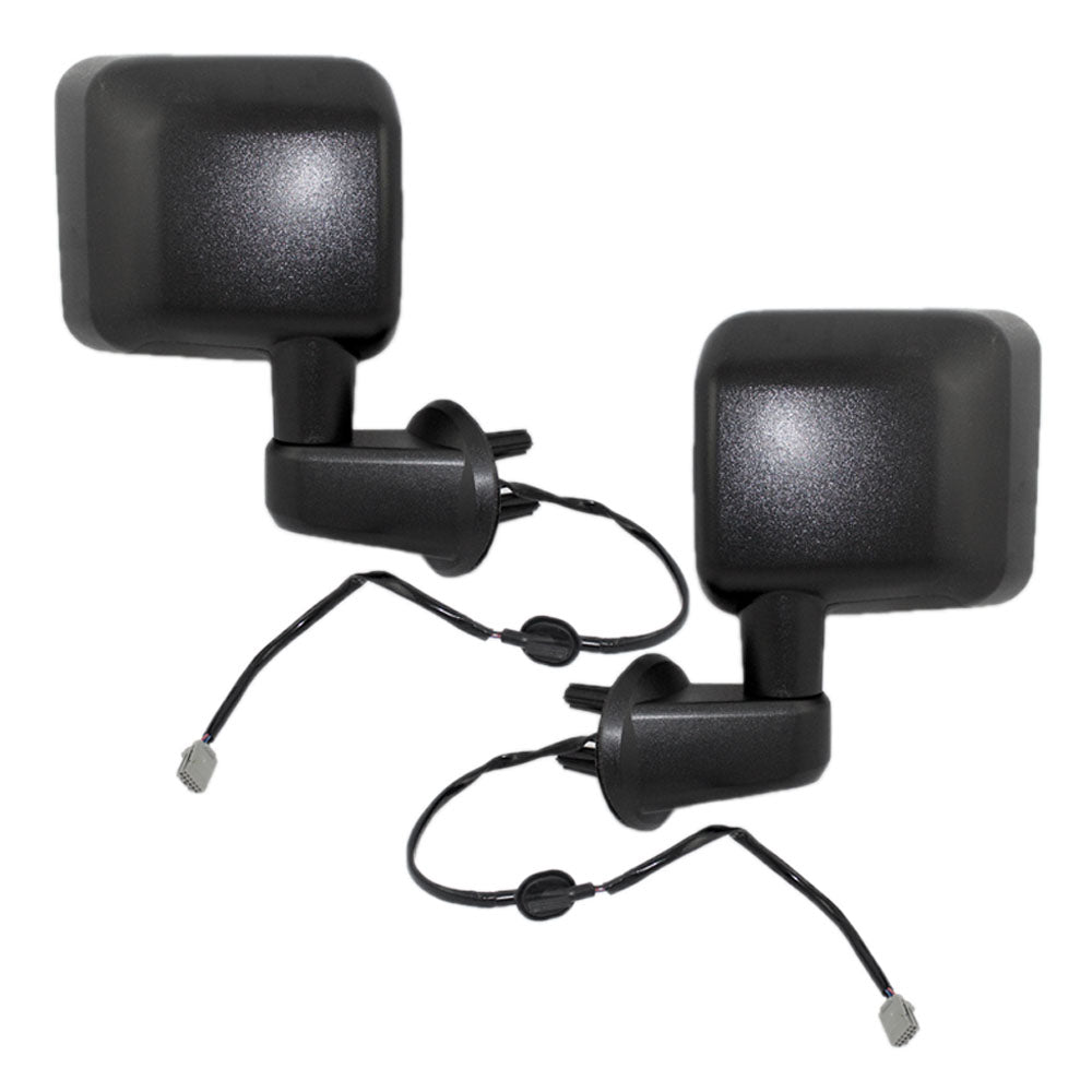 Replacement Set Driver and Passenger Power Side View Mirrors Heated Textured Black Compatible with 2011-2013 Wrangler 5182175AA 5182174AA