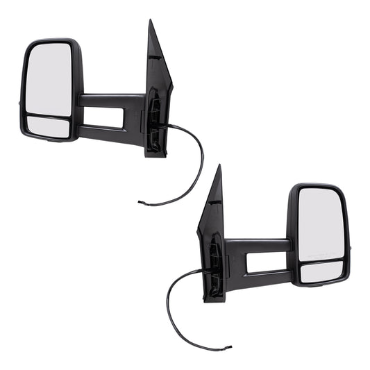 Brock Replacement Driver and Passenger Side Extended Type Power Mirrors Textured Black with Heat and Signal without Blind Spot Detection Compatible with 2006-2018 Sprinter