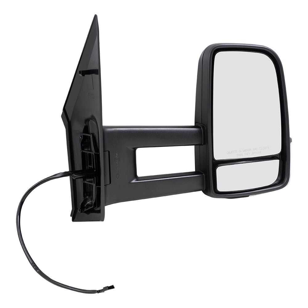 Brock Replacement Passenger Side Extended Type Power Mirror Textured Black with Heat and Signal without Blind Spot Detection Compatible with 2006-2018 Sprinter