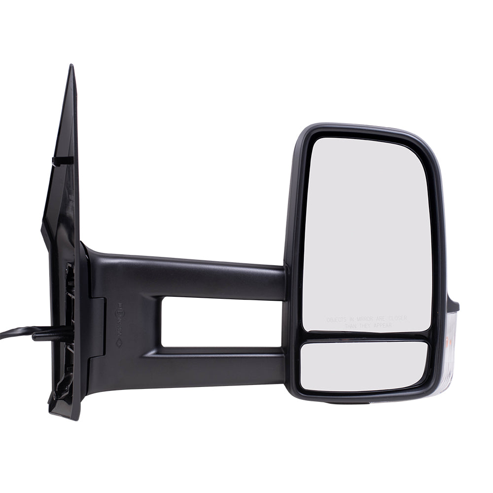 Brock Replacement Passenger Side Extended Type Power Mirror Textured Black with Heat and Signal without Blind Spot Detection Compatible with 2006-2018 Sprinter