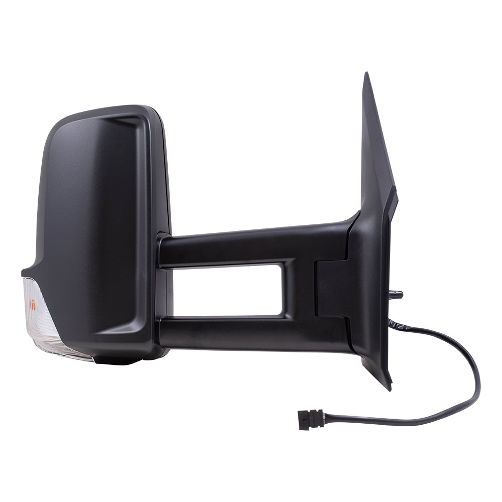 Brock Replacement Passenger Side Extended Type Power Mirror Textured Black with Heat and Signal without Blind Spot Detection Compatible with 2006-2018 Sprinter
