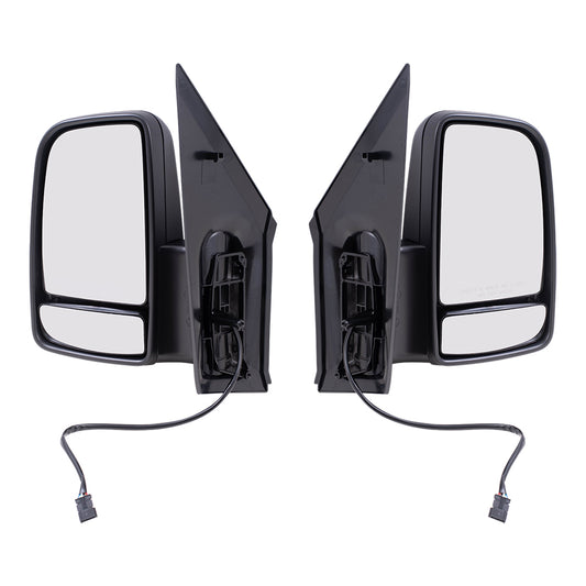 Brock Replacement Driver and Passenger Side Standard Type Power Mirrors Textured Black with Heat and Signal without Blind Spot Detection Compatible with 2006-2018 Sprinter