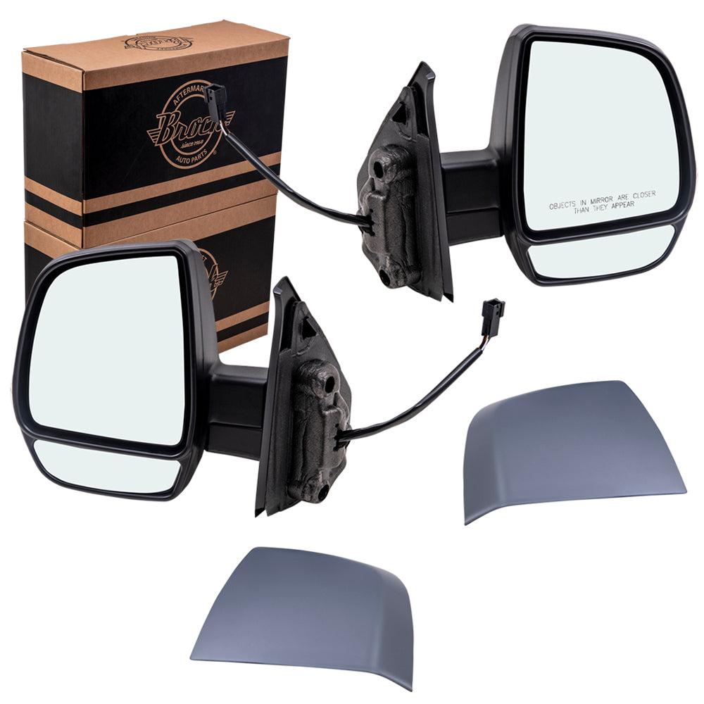 Brock Aftermarket Replacement Driver Left Passenger Right Power Mirror Paint To Match Gray With Heat-Signal-Temp Sensor Substitute Set Compatible With 2015-2021 RAM Promaster City SLT/Tradesman SLT