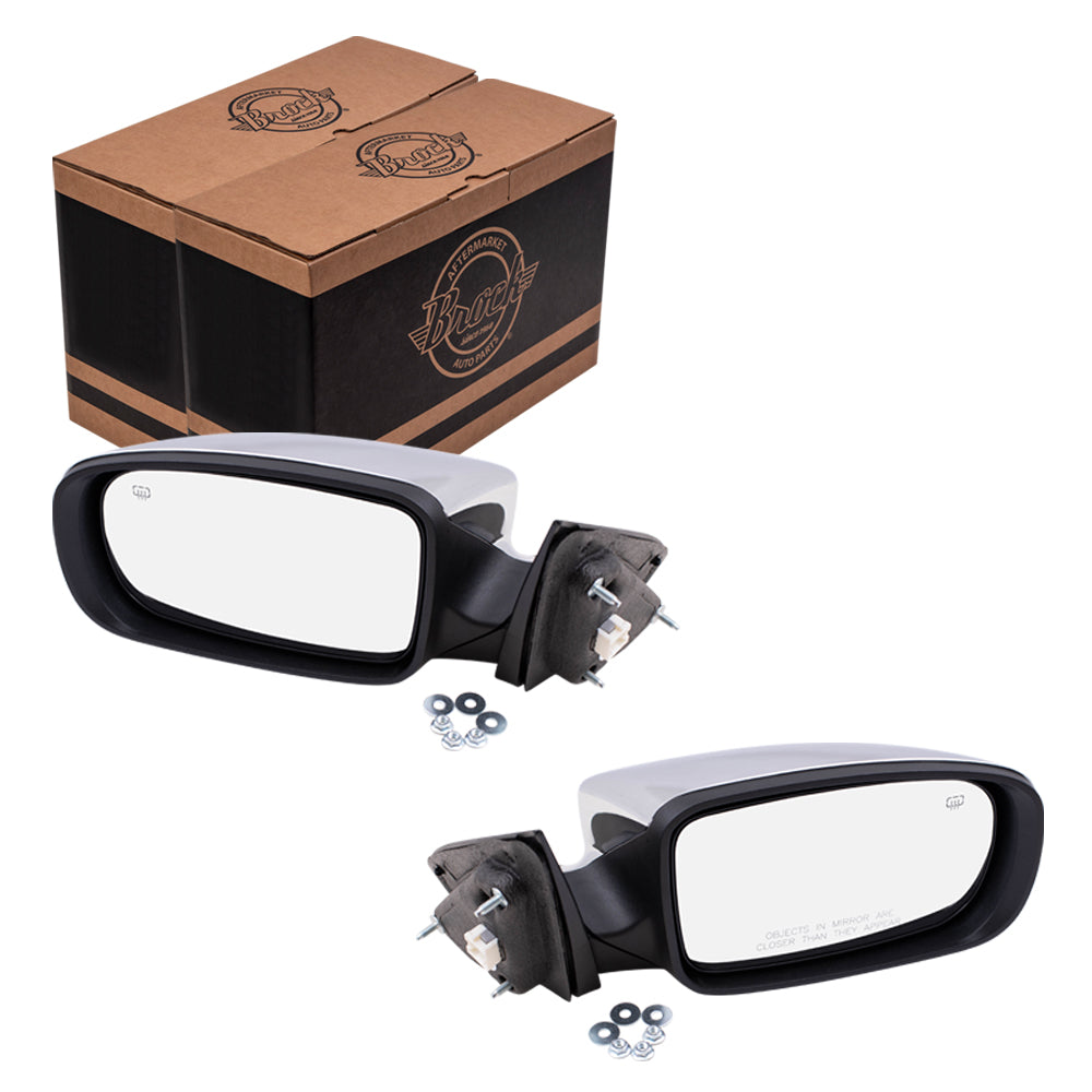 Brock Replacement Set Driver and Passenger Power Side View Mirrors Heated with Chrome Covers Compatible with 2011-2014 200 Sedan 68081541AD 68081540AD