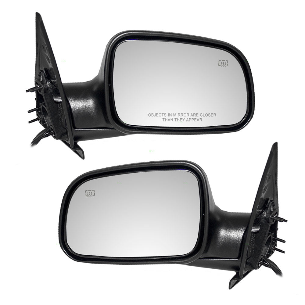 Driver and Passenger Power Side View Mirrors Heated with 8" Pigtail Textured Replacement for Jeep SUV 55155233AE 55155232AE
