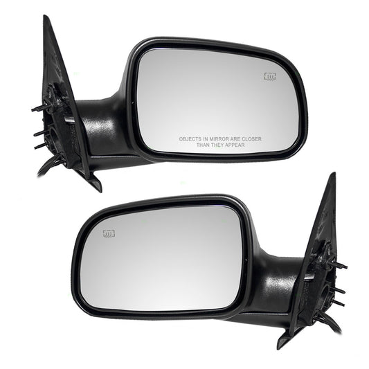 Driver and Passenger Power Side View Mirrors Heated with 8" Pigtail Textured Replacement for Jeep SUV 55155233AE 55155232AE