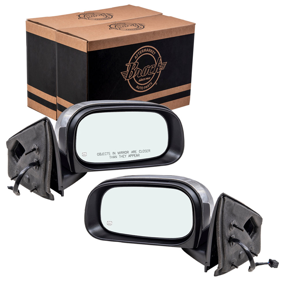 Replacement Driver and Passenger Power Side View Mirrors Heated with Chrome Covers Compatible with 2007-2009 Aspen 55364665AI 55364664AI