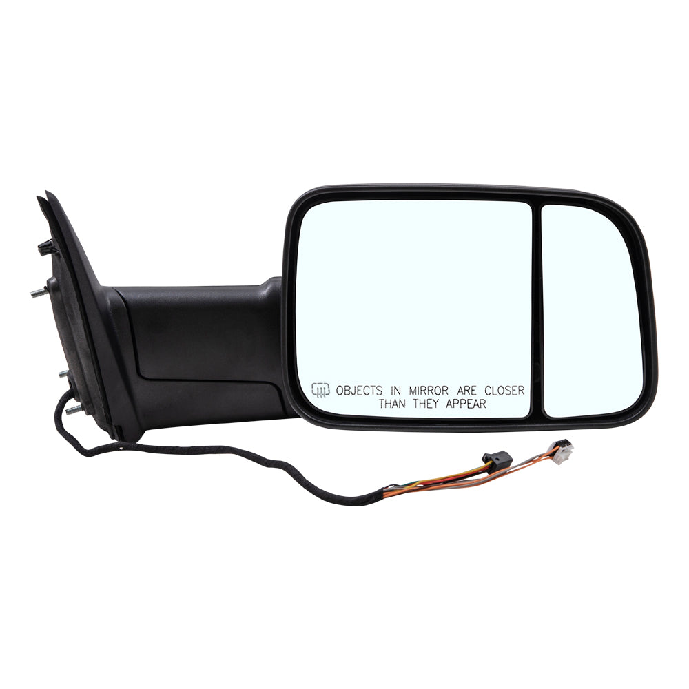 Brock Replacement Passenger Power Tow Flip-Up Mirror Heated Clear Signal Puddle Lamp Compatible with 2009-2010 1500 2010 2500 3500 2011-2012 Pickup Truck 55372071AJ 55372070AJ
