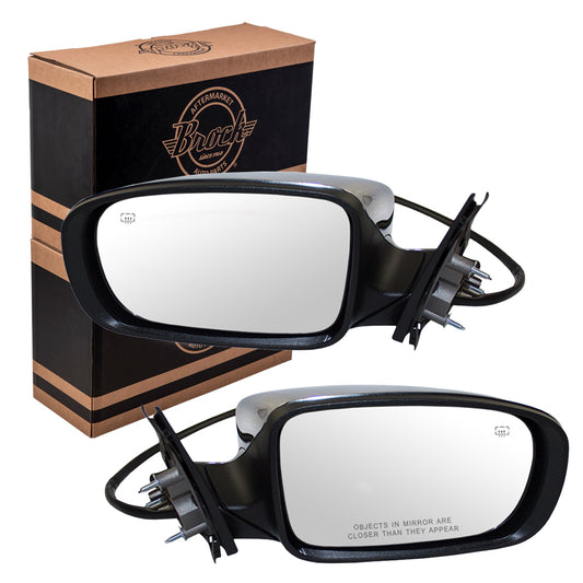 Replacement Pair Set Power Side View Mirrors Heated Memory w/ Chrome Covers Compatible with 2011-2018 300 68101147AA 57010306AG