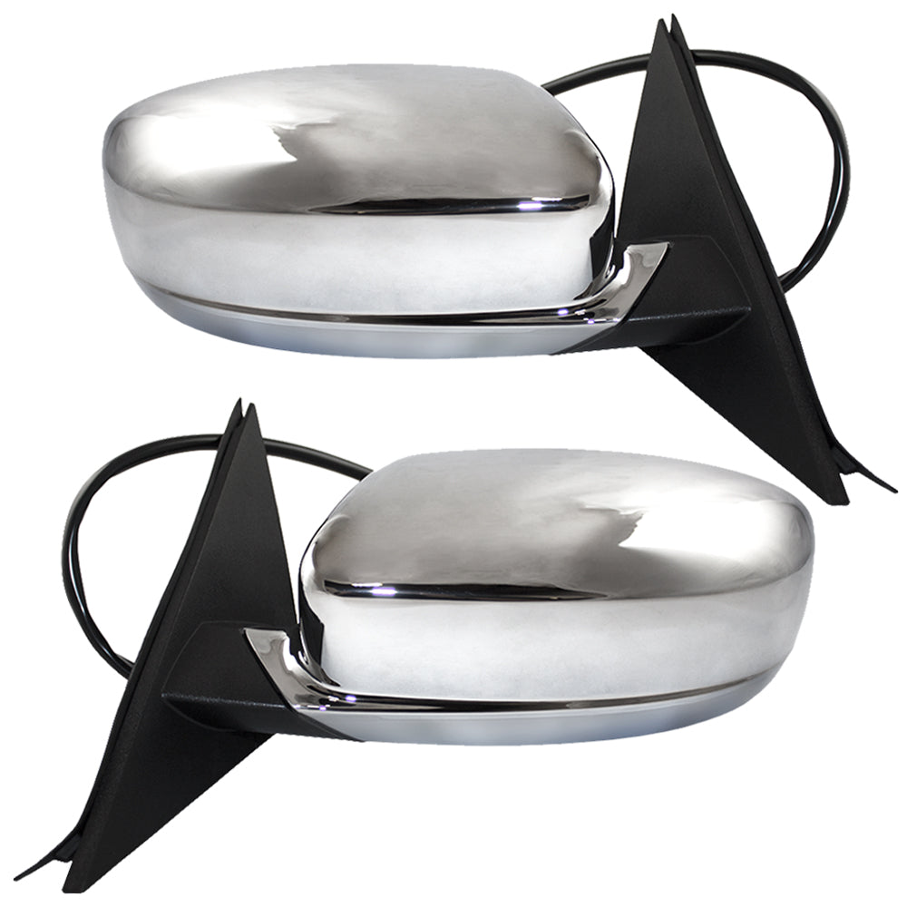 Replacement Pair Set Power Side View Mirrors Heated Memory w/ Chrome Covers Compatible with 2011-2018 300 68101147AA 57010306AG