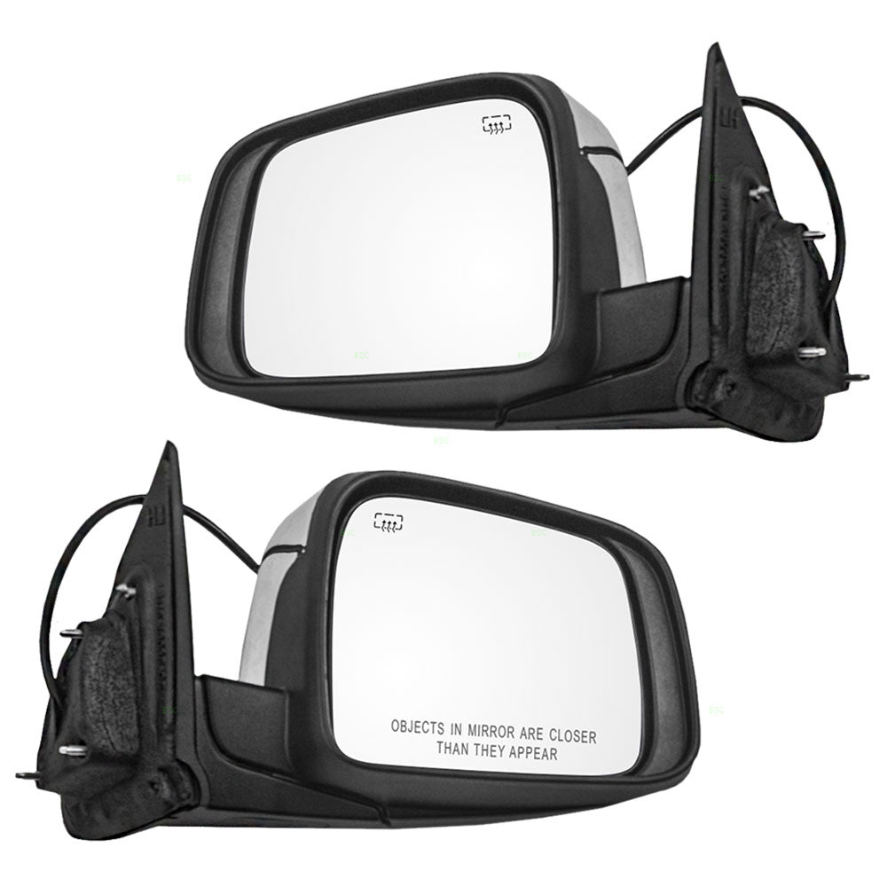 Driver and Passenger Power Side View Mirrors Heated w/ Chrome Covers Replacement for 11-18 Dodge Durango 68237573AC 68237572AC